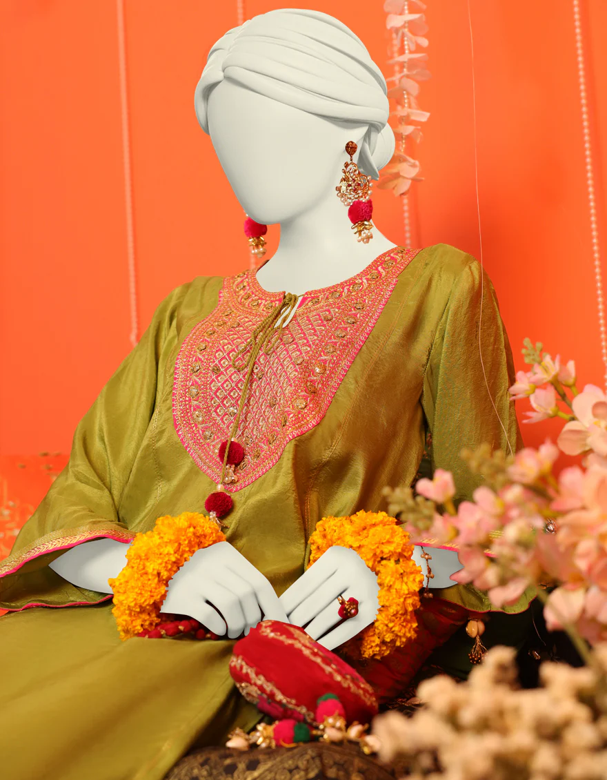 GREEN KURTI | JJLK-W-JWS-US-23-3047 FB/GOTA VINTAGE-8 - Image 3