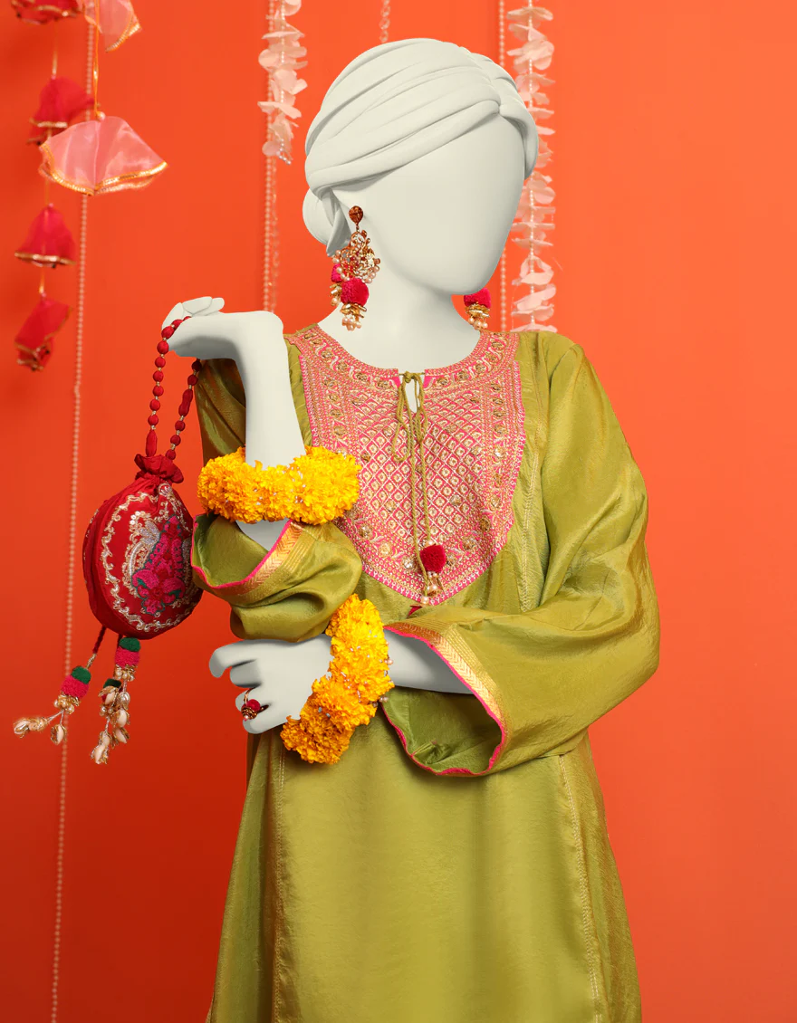 GREEN KURTI | JJLK-W-JWS-US-23-3047 FB/GOTA VINTAGE-8 - Image 4