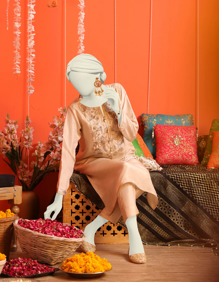 BEIGE KURTI | JJLK-W-JWS-US-23-3048 FB/GOTA VINTAGE-9 - Image 4