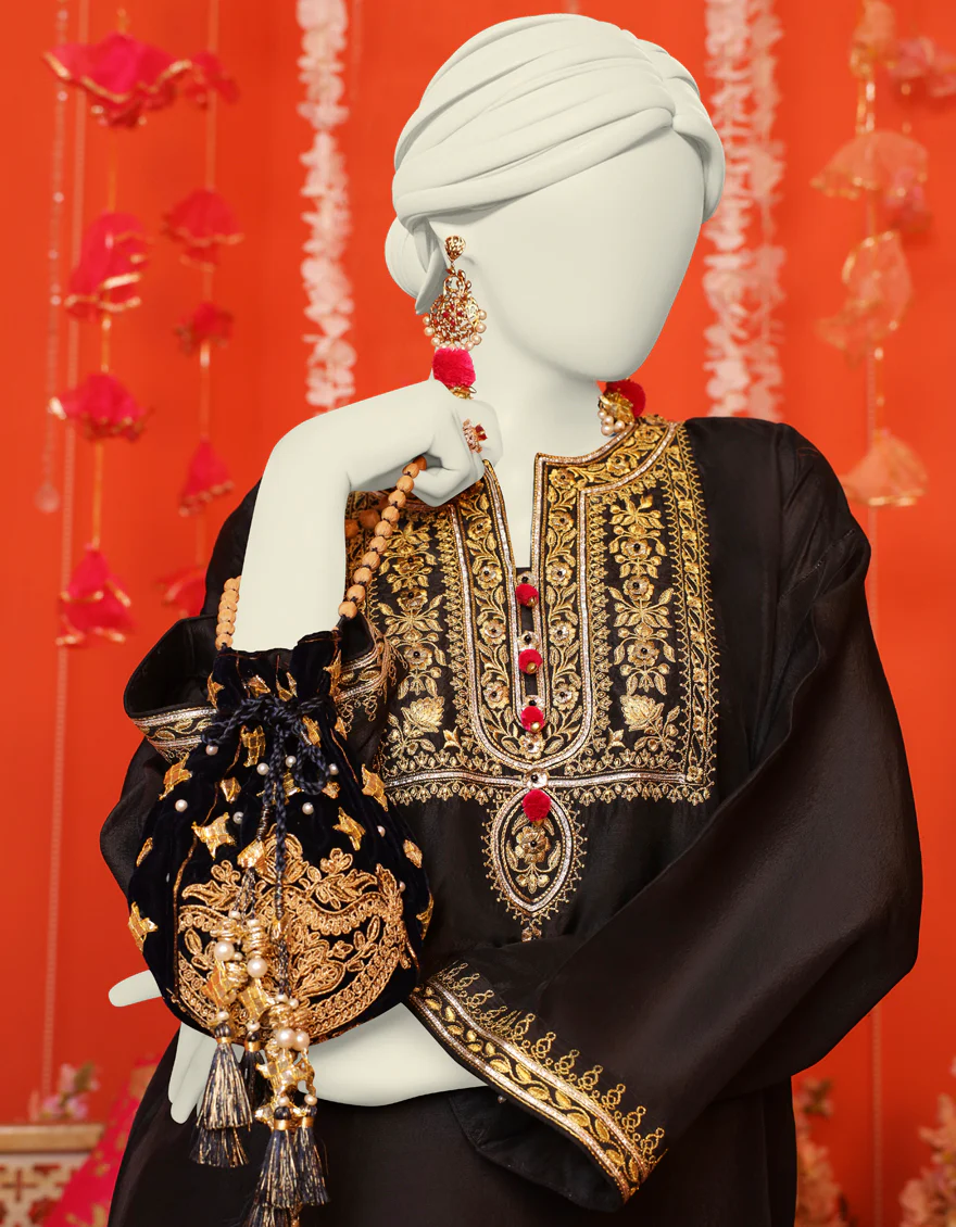BLACK KURTI | JJLK-W-JWS-US-23-3049 FB/GOTA VINTAGE-10 - Image 2
