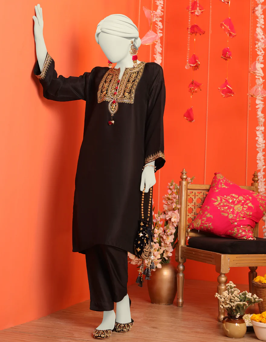 BLACK KURTI | JJLK-W-JWS-US-23-3049 FB/GOTA VINTAGE-10 - Image 3