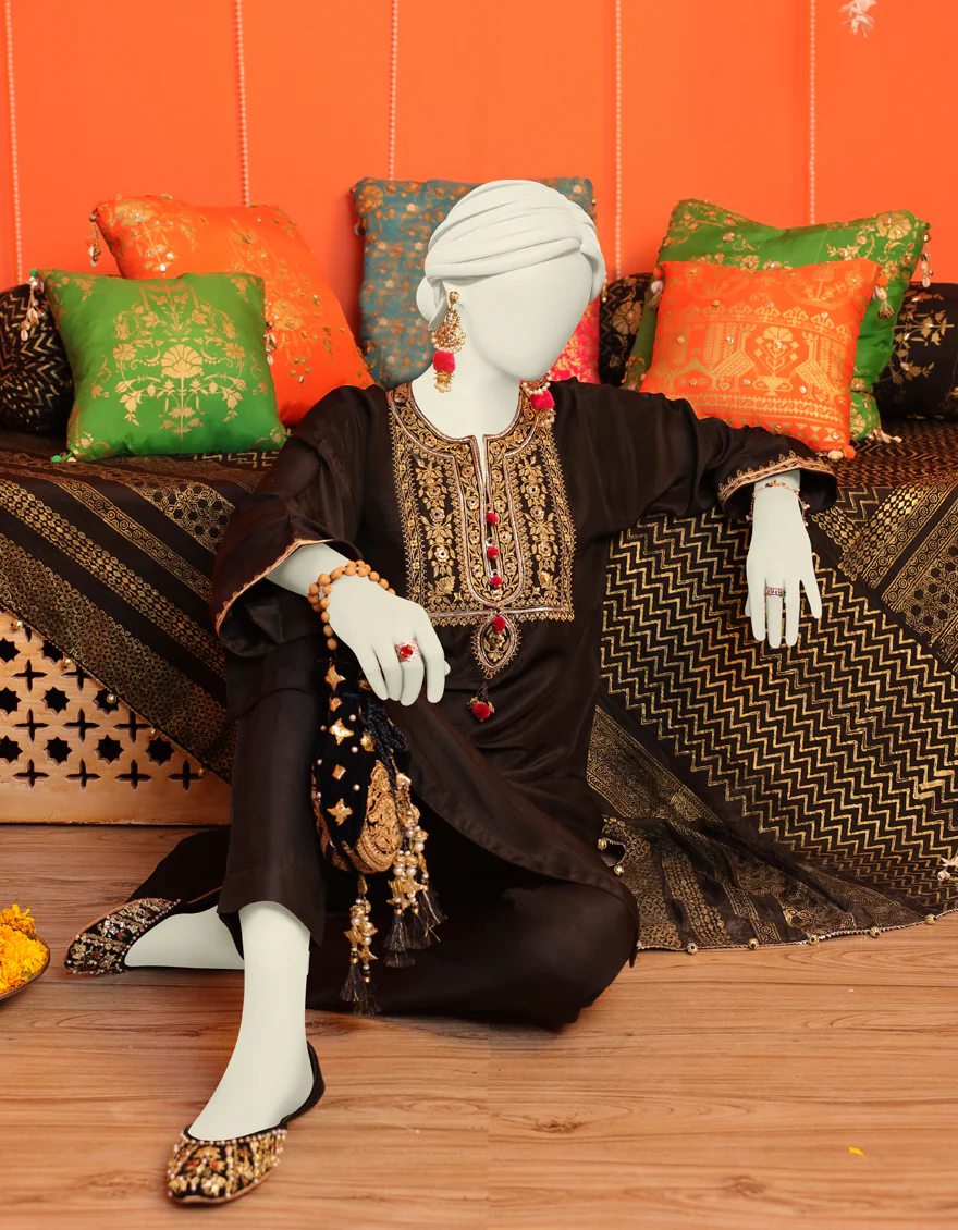 BLACK KURTI | JJLK-W-JWS-US-23-3049 FB/GOTA VINTAGE-10 - Image 4