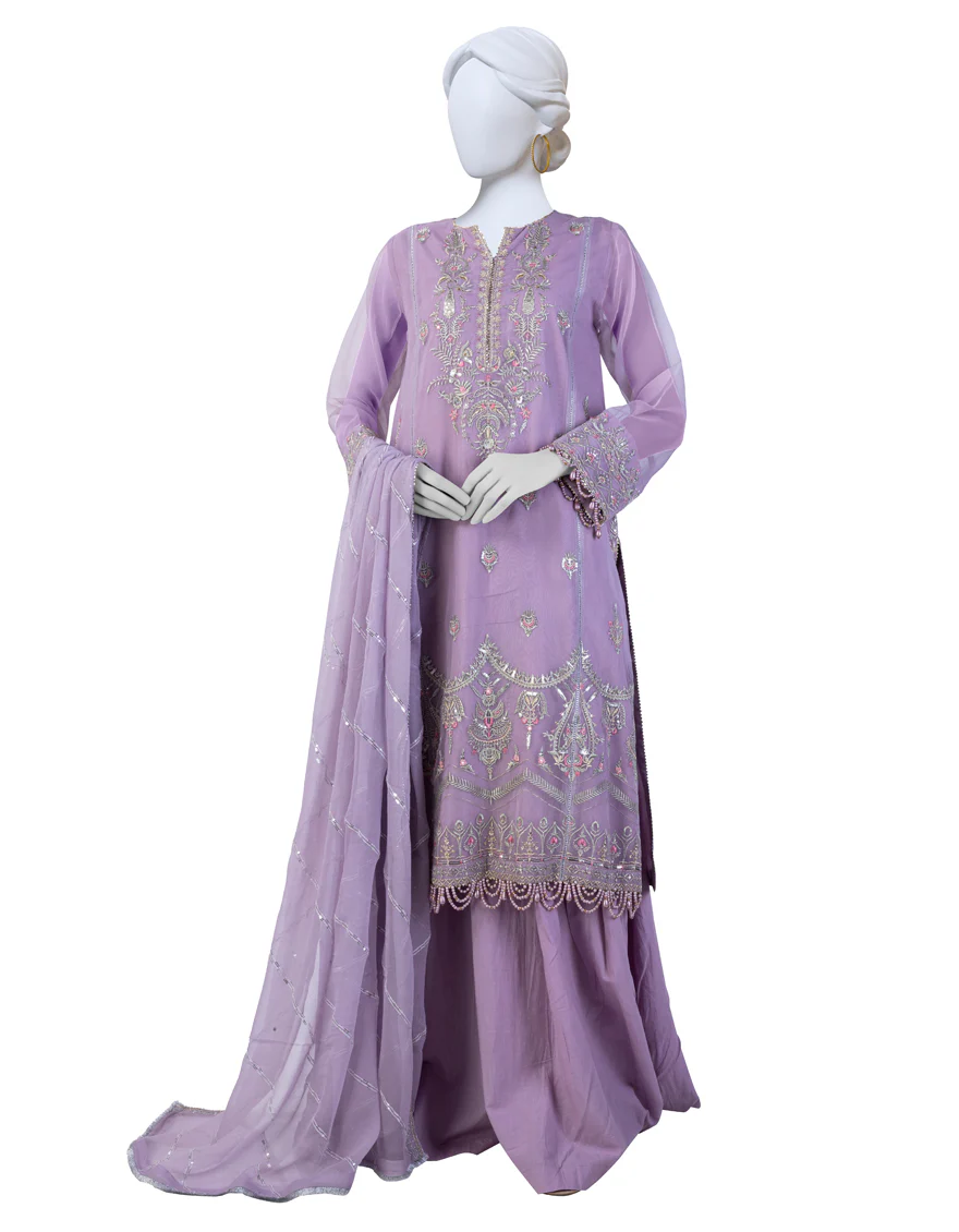 PURPLE ORGANZA 3PC UNSTITCHED | JJLS-S-JFU-24-702 FB/JH-278