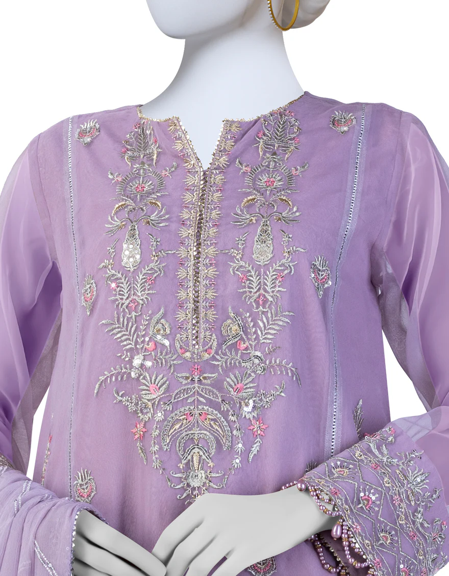 PURPLE ORGANZA 3PC UNSTITCHED | JJLS-S-JFU-24-702 FB/JH-278 - Image 3