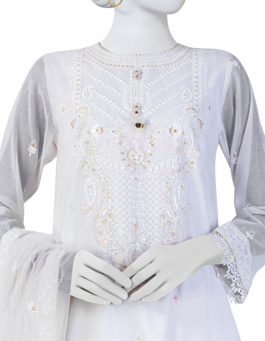 WHITE LAWN 3PC UNSTITCHED | JJLS-S-JFU-24-708 FB/MK 90 - Image 3