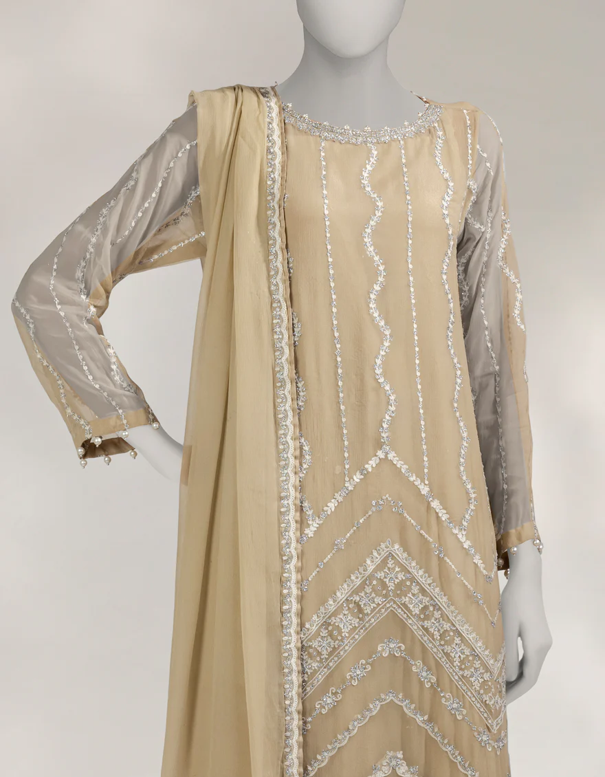 BEIGE CHIFFON 3PC UNSTITCHED | JJLS-S-JFU-25-712 FB/FALAK-4 - Image 3