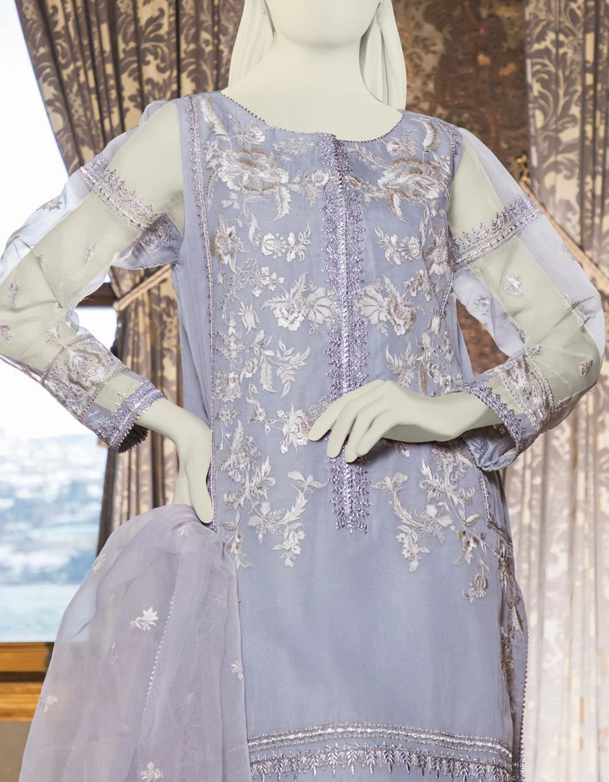 GREY ORGANZA 3PC UNSTITCHED | JJLS-S-JFU-US-21-703 FB/MF-663 - Image 3