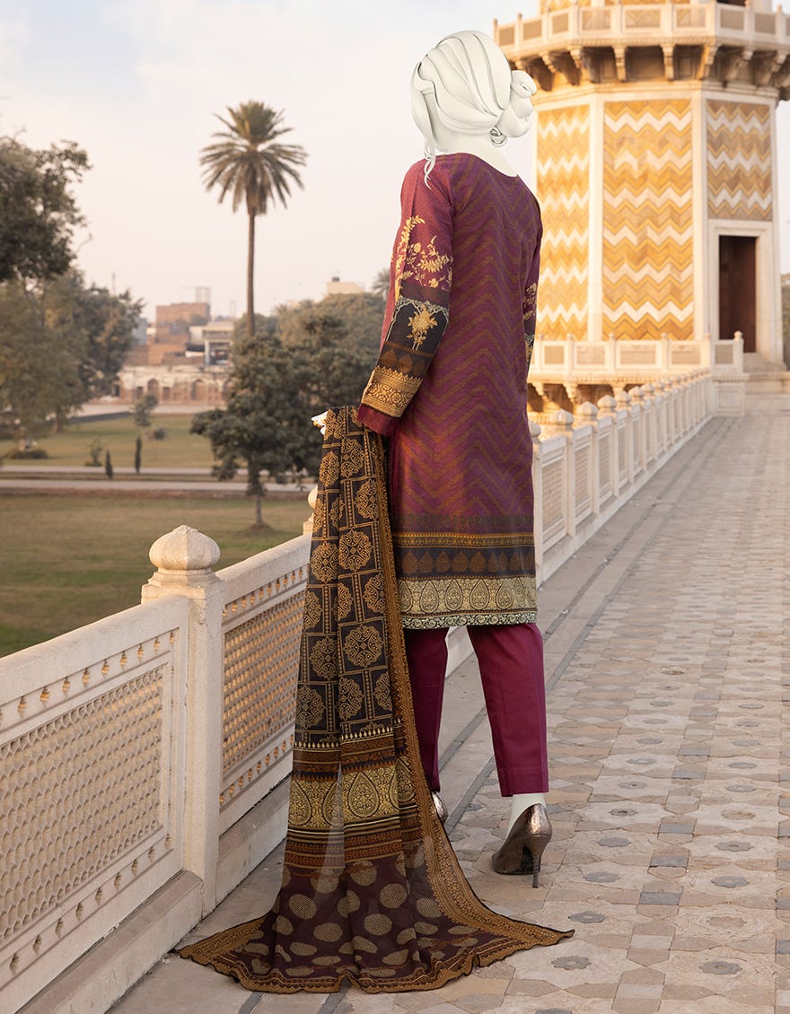 MAROON CAMBRIC 3PC UNSTITCHED | JJLS-S-JPUS-US-22-297 JN-134 - Image 2