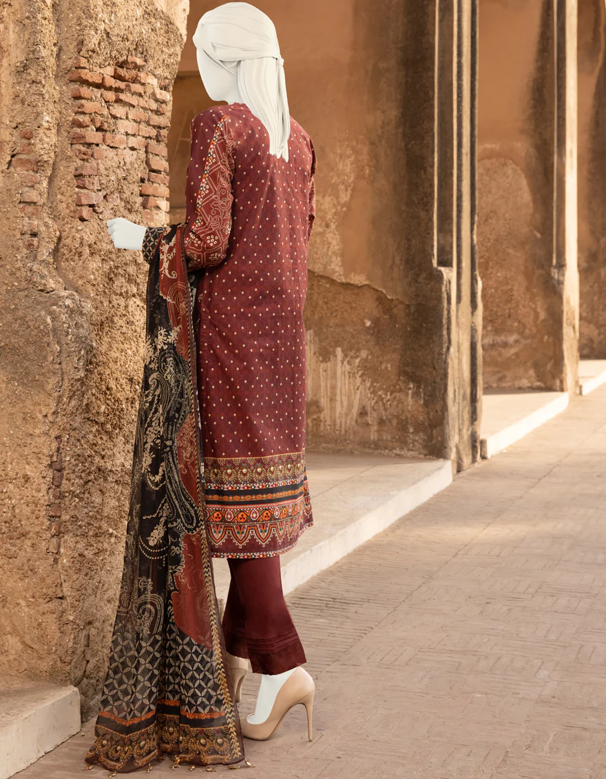 MAROON CAMBRIC 3PC UNSTITCHED | JJLS-S-JPUS-US-22-299 JQ-763 - Image 2