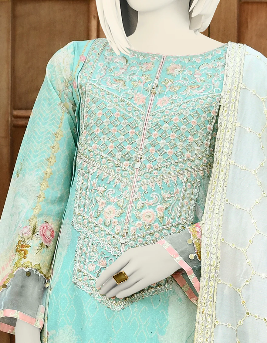 SEA BLUE CAMBRIC 3PC UNSTITCHED | JJLS-S-JPUS-US-22-306 JA-701 - Image 3