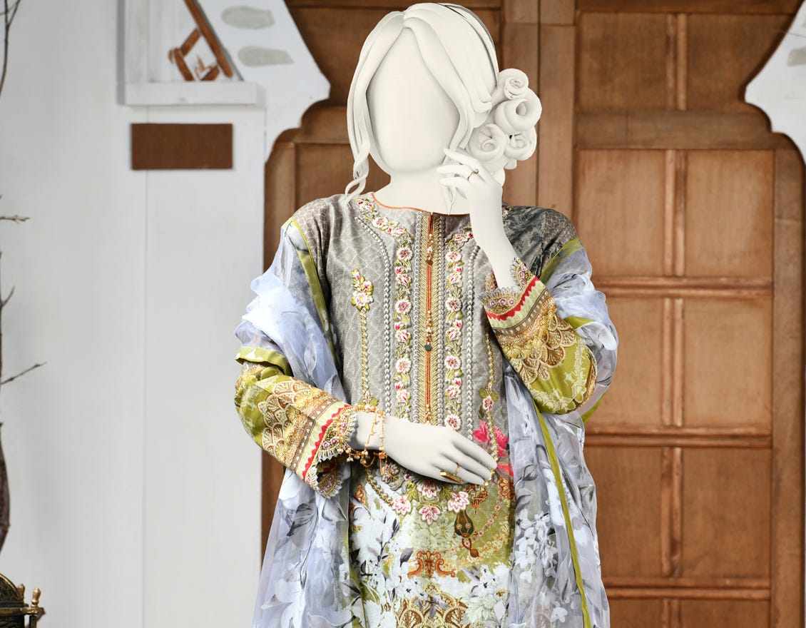 GREY CAMBRIC 3PC UNSTITCHED | JJLS-S-JPUS-US-22-314 JA-703 - Image 3