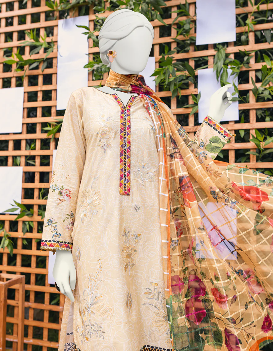 YELLOW LAWN 3PC UNSTITCHED | JJLS-S-JPUS-US-23-581 JA-919 - Image 3