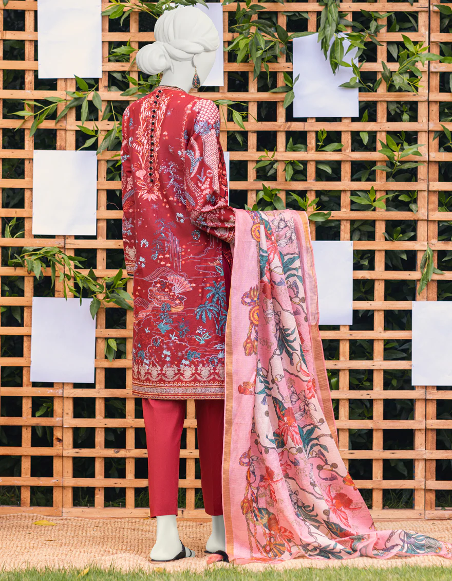 MAROON LAWN 3PC UNSTITCHED | JJLS-S-JPUS-US-23-585 JA-925 - Image 2