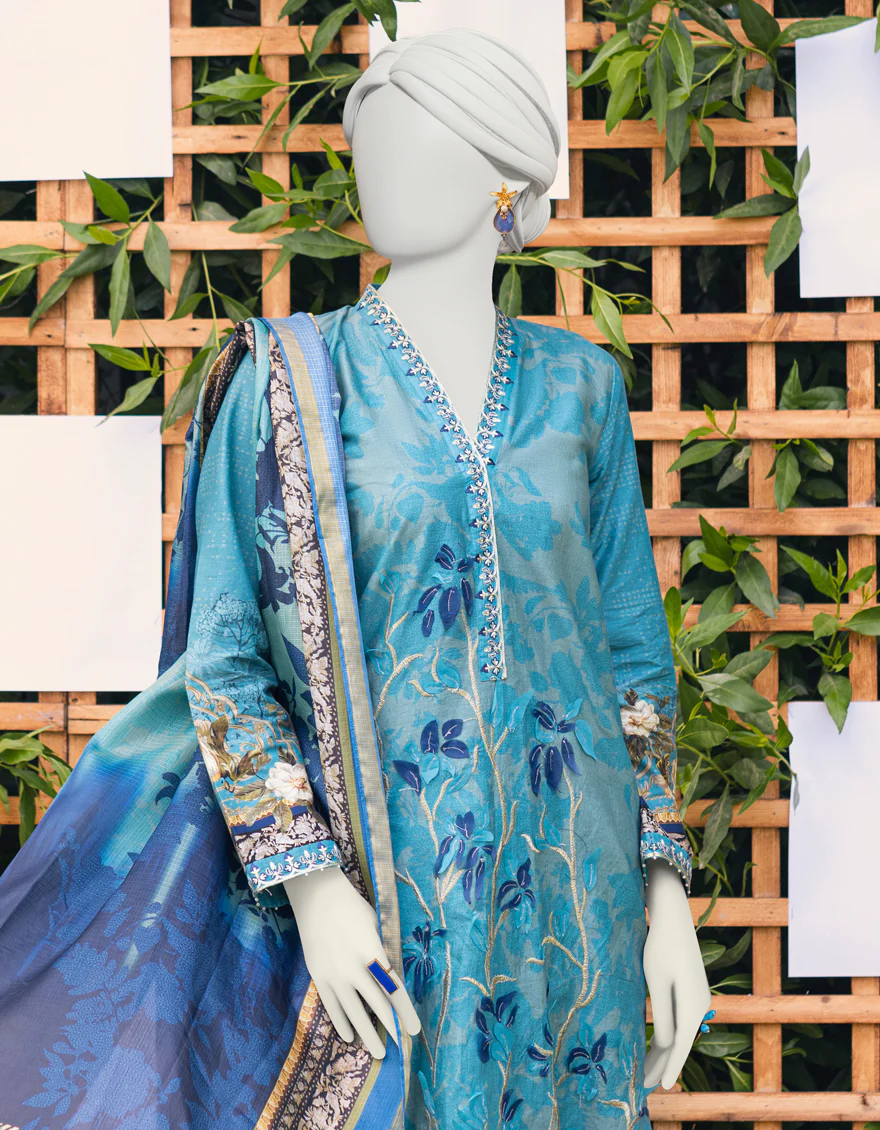 BLUE CAMBRIC 3PC UNSTITCHED | JJLS-S-JPUS-US-23-586 JT-931 - Image 3