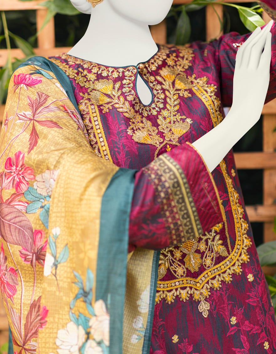 PLUM 3PC UNSTITCHED | JJLS-S-JPUS-US-23-587 JQ-915 - Image 3