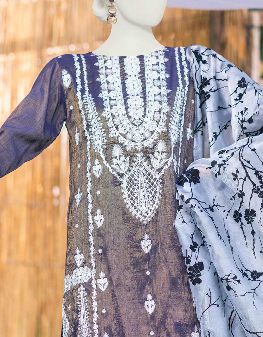 NAVY BLUE LAWN 3PC UNSTITCHED | JJLS-S-JPUS-US-23-594 JA-918 - Image 4