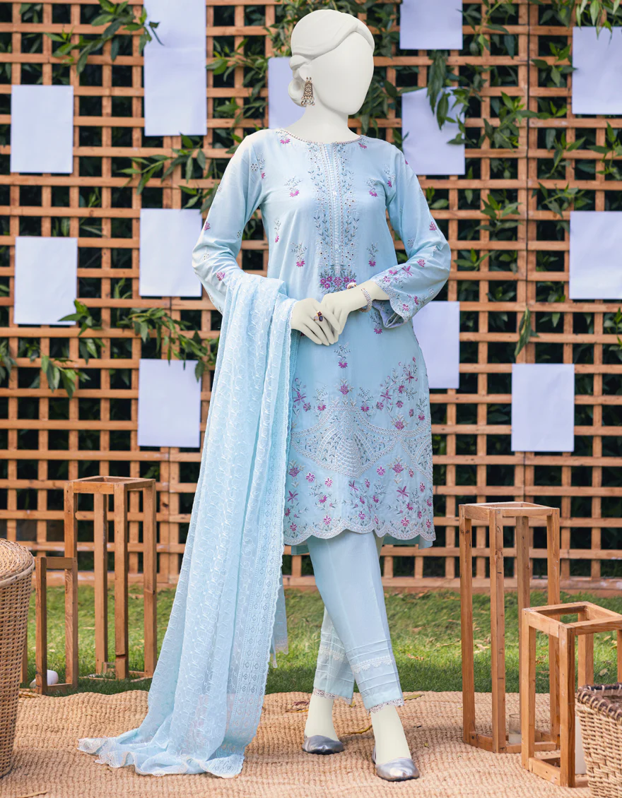 AQUA LAWN 3PC UNSTITCHED | JJLS-S-JPUS-US-23-610 JN-396