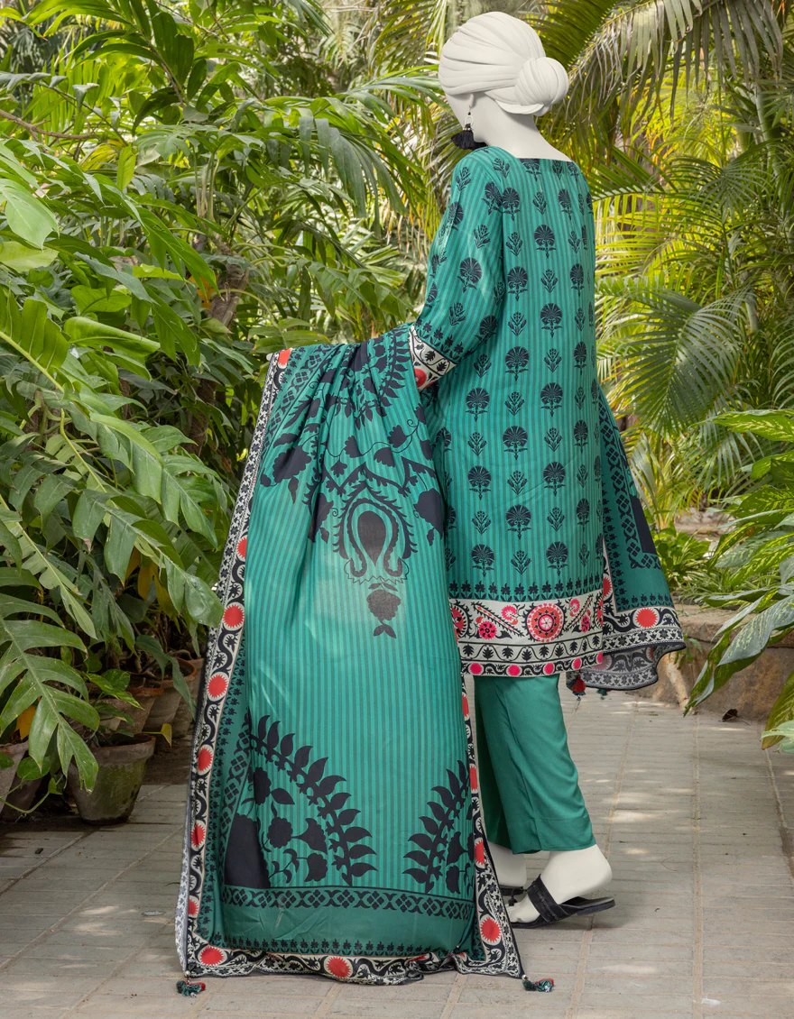 GREEN VISCOSE 3PC UNSTITCHED | JJLS-S-JPW-24-019 FB/SUZANI-3 - Image 2