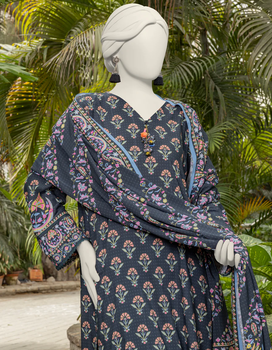 BLACK VISCOSE 3PC UNSTITCHED | JJLS-S-JPW-24-020 FB/SUZANI-4 - Image 3