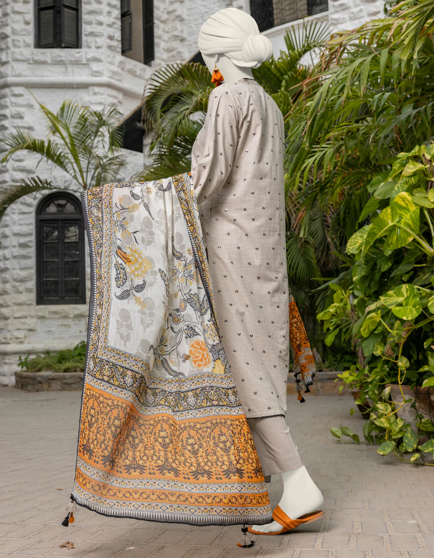 BROWN LAWN 3PC UNSTITCHED | JJLS-S-JPW-24-031 FB/FLORAL-3 - Image 2