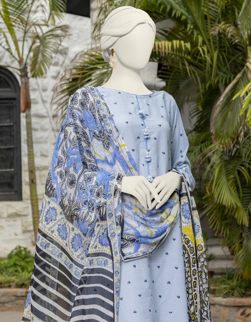 BLUE LAWN 3PC UNSTITCHED | JJLS-S-JPW-24-032 FB/FLORAL-4 - Image 3