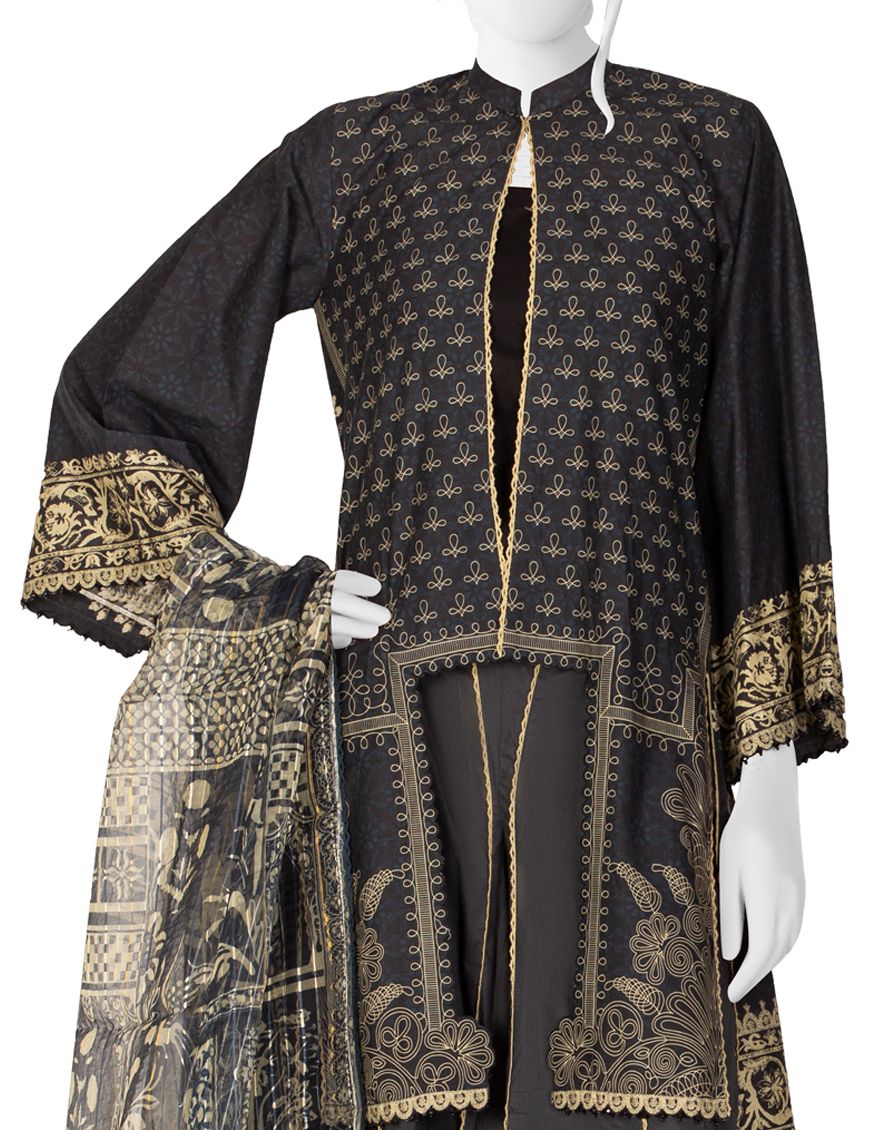 BLACK LIMINAL 3PC UNSTITCHED | JJLS-S-JPW-US-21-1707 FB/KAIRA - Image 2