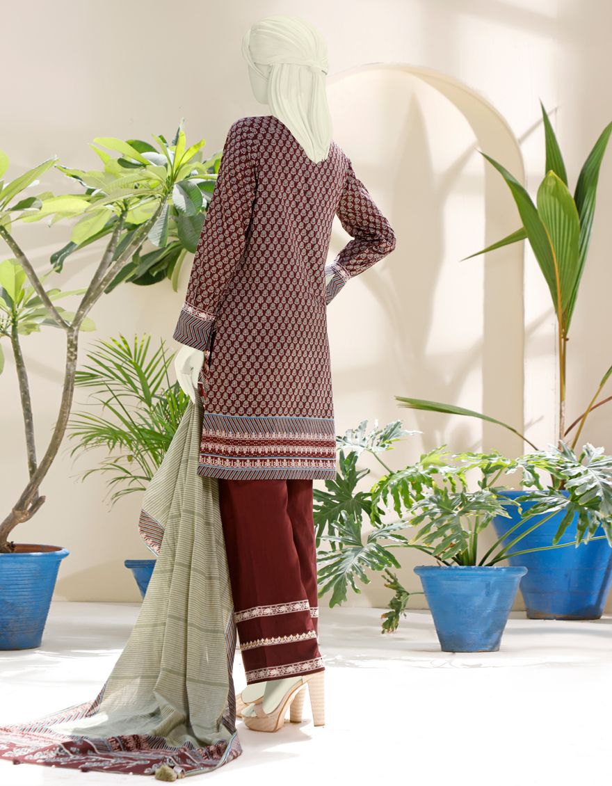 BROWN LAWN 3PC UNSTITCHED | JJLS-S-JPW-US-21-1713 FB/ECLAT - Image 5