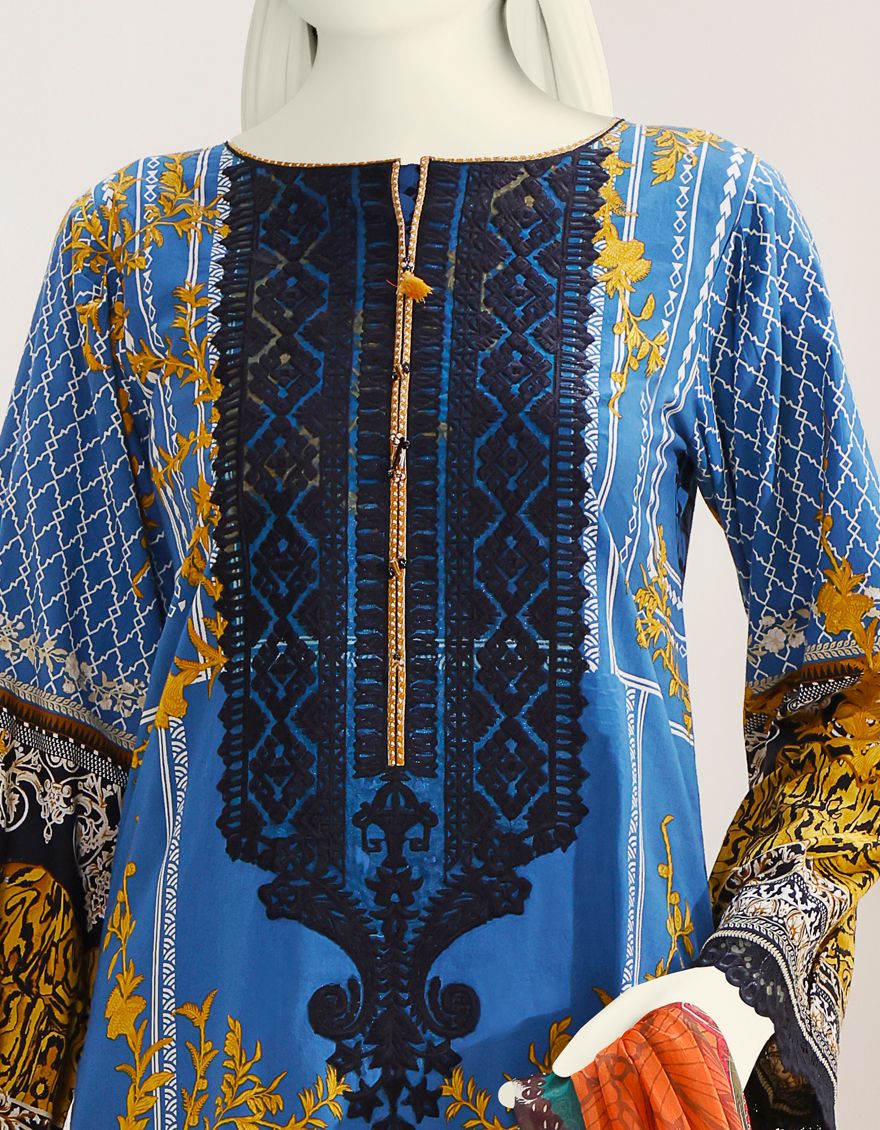 BLUE LAWN 3PC UNSTITCHED | JJLS-S-JPW-US-21-1722 FB/SHIP - Image 2