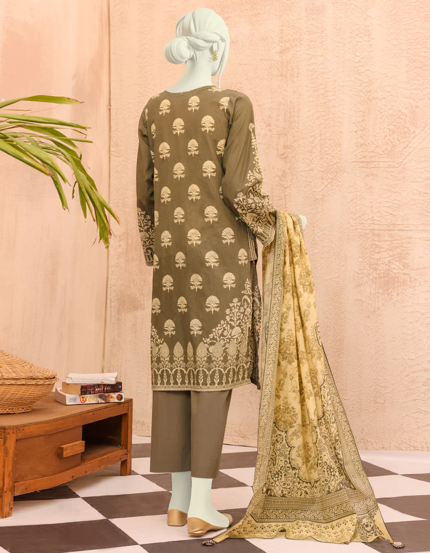 OLIVE LAWN 3PC UNSTITCHED | JJLS-S-JPW-US-22-001 FB/BRAZIL - Image 2