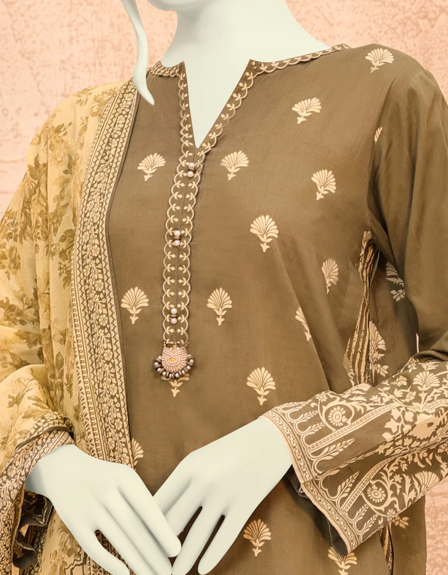 OLIVE LAWN 3PC UNSTITCHED | JJLS-S-JPW-US-22-001 FB/BRAZIL - Image 3