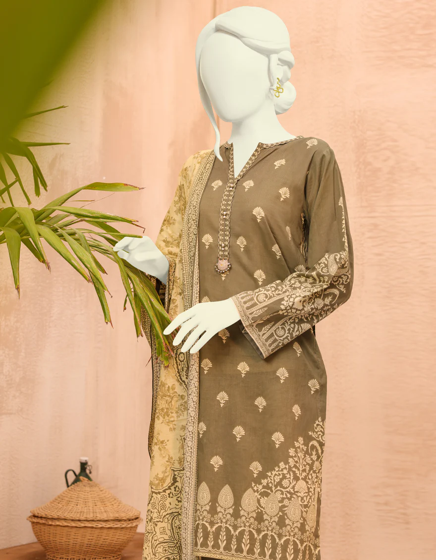 OLIVE LAWN 3PC UNSTITCHED | JJLS-S-JPW-US-22-001 FB/BRAZIL - Image 4