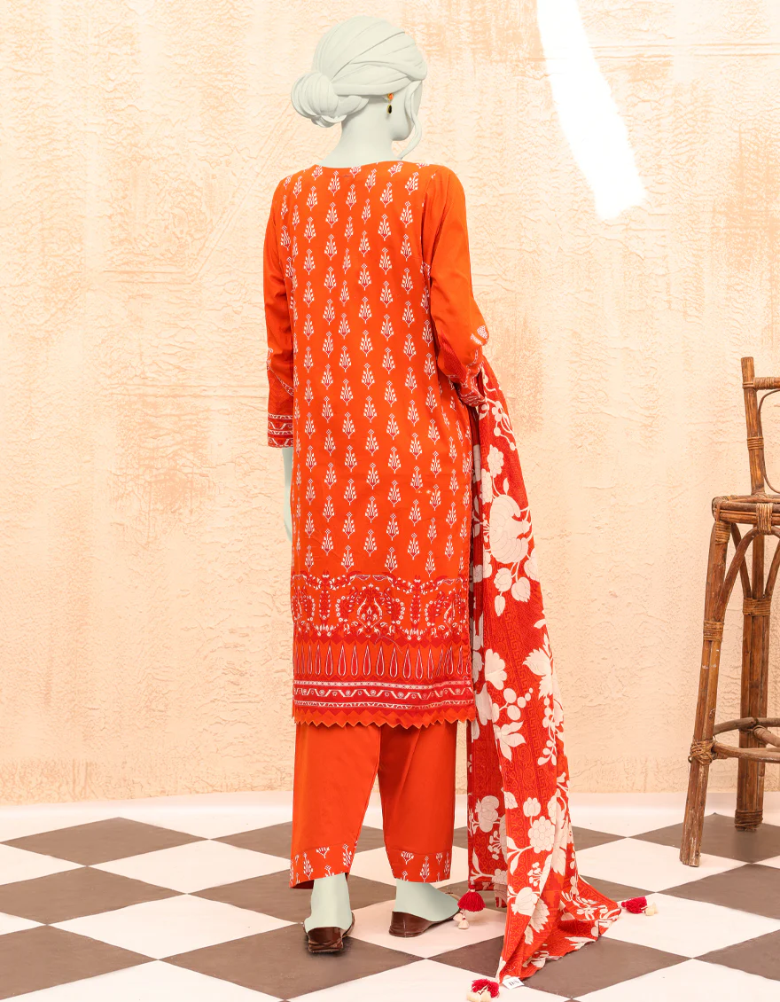 ORANGE LAWN 3PC UNSTITCHED | JJLS-S-JPW-US-22-004 FB/JONAH - Image 2