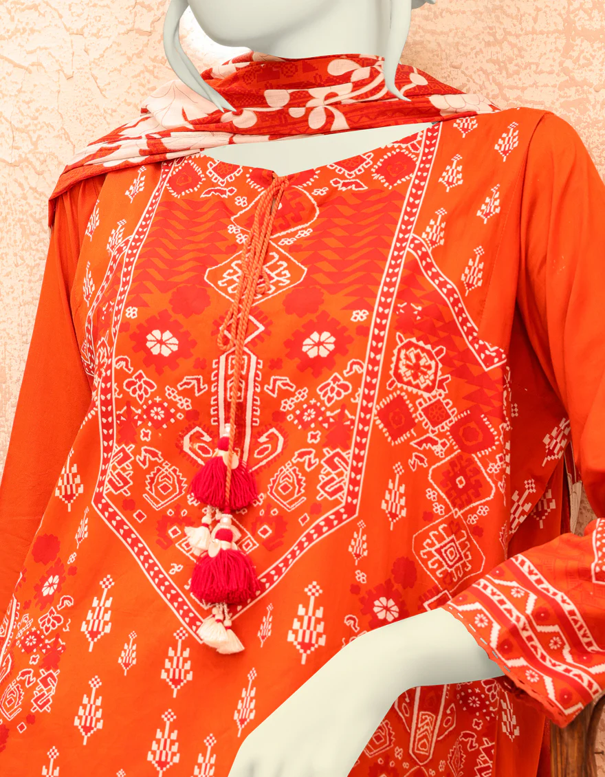 ORANGE LAWN 3PC UNSTITCHED | JJLS-S-JPW-US-22-004 FB/JONAH - Image 4