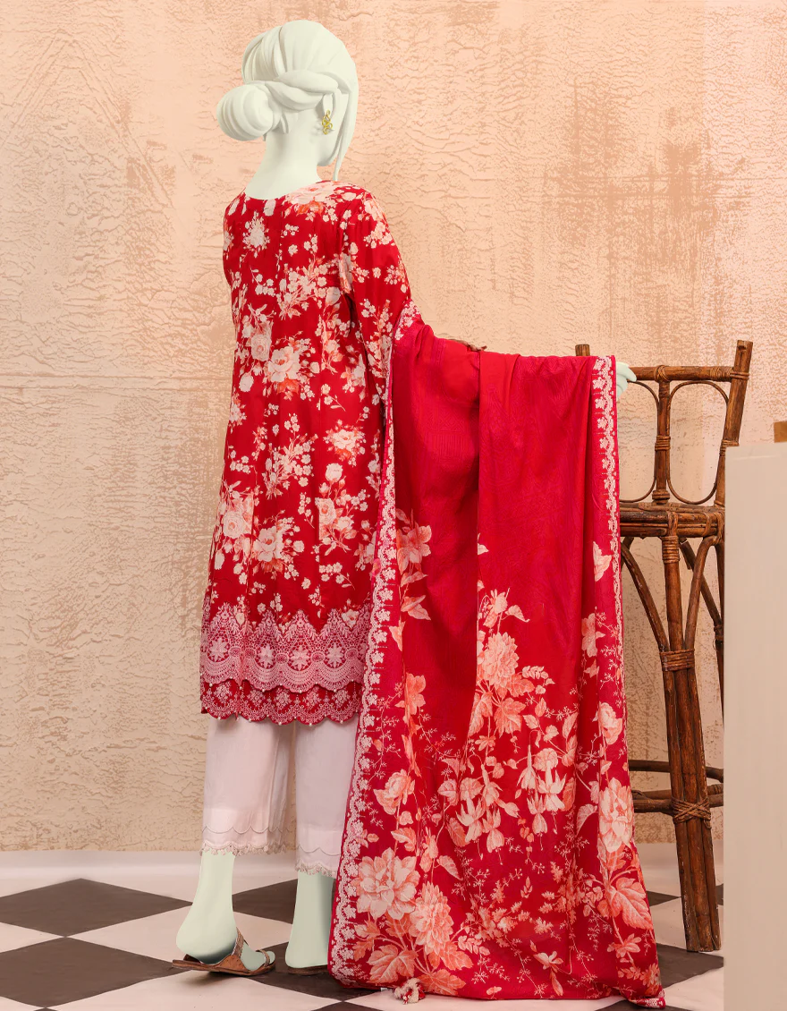 RED LAWN 3PC UNSTITCHED | JJLS-S-JPW-US-22-007 FB/LIV - Image 2