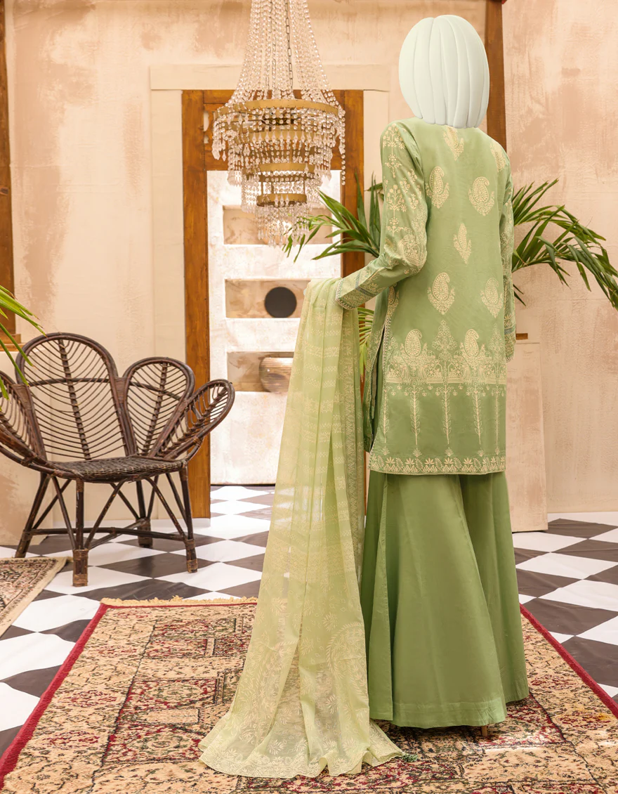 GREEN LAWN 3PC UNSTITCHED | JJLS-S-JPW-US-22-016 FB/MASHRU - Image 2