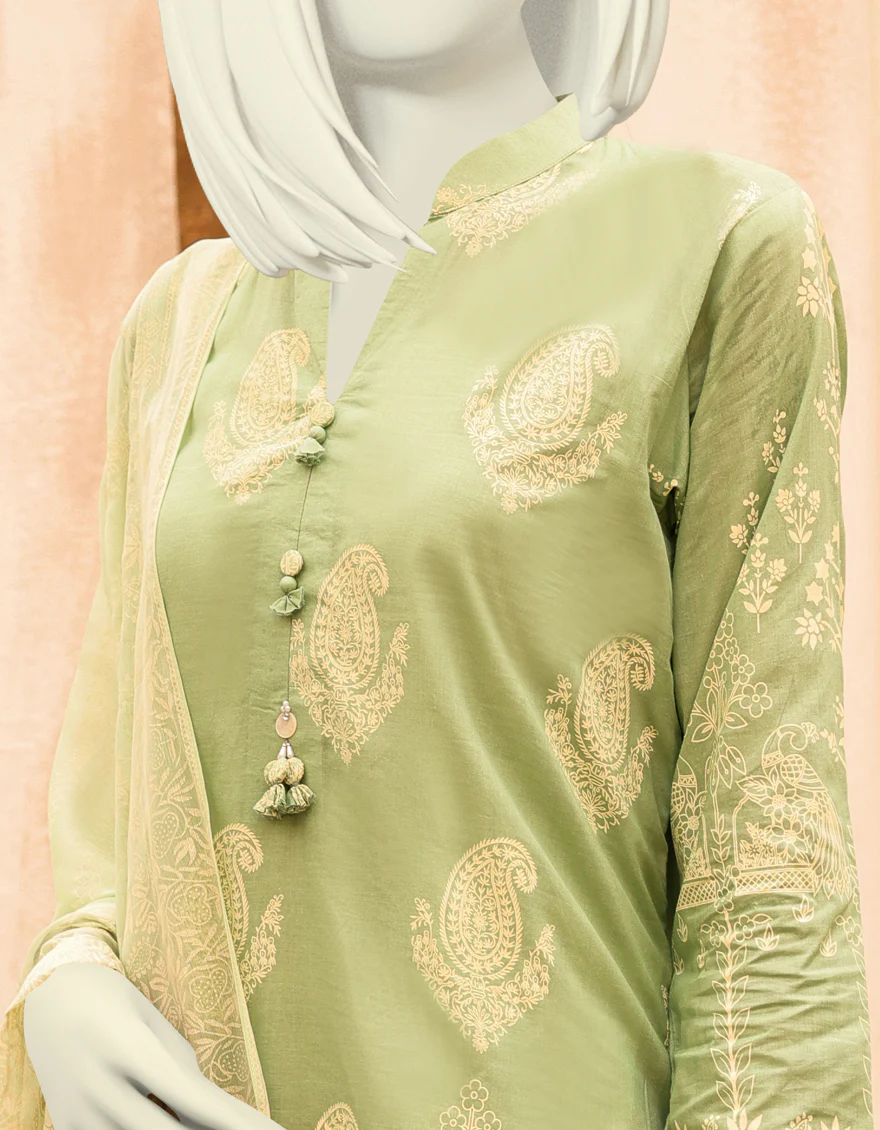 GREEN LAWN 3PC UNSTITCHED | JJLS-S-JPW-US-22-016 FB/MASHRU - Image 3