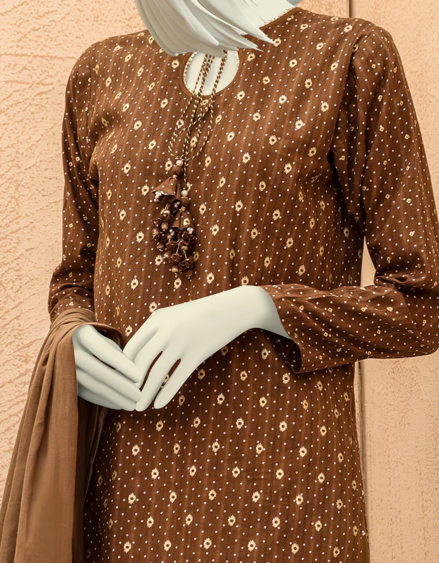 BROWN JACQUARD 3PC UNSTITCHED | JJLS-S-JPW-US-22-019 FB/AYSHIL - Image 3