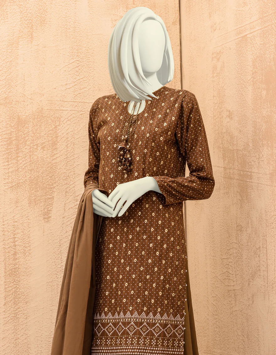 BROWN JACQUARD 3PC UNSTITCHED | JJLS-S-JPW-US-22-019 FB/AYSHIL - Image 5