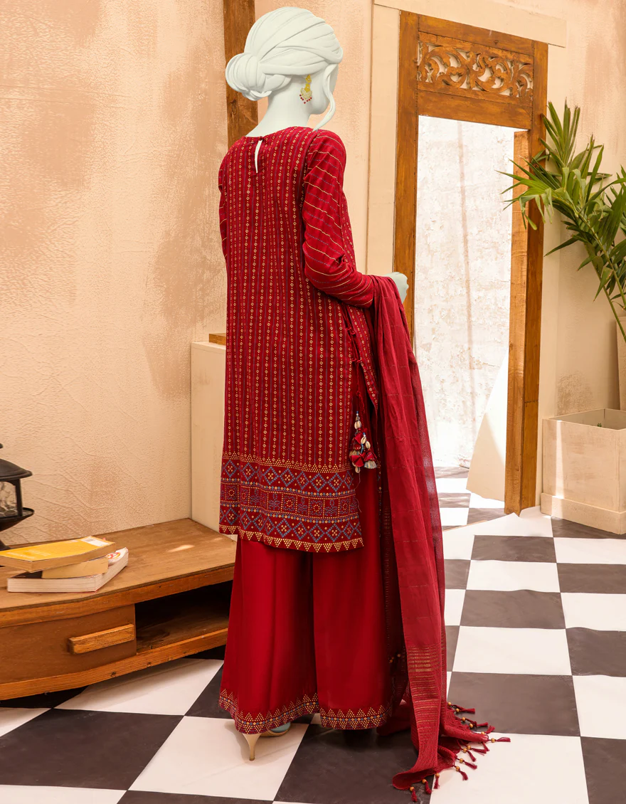 MAROON LAWN 3PC UNSTITCHED | JJLS-S-JPW-US-22-020 FB/ZOELLA - Image 2