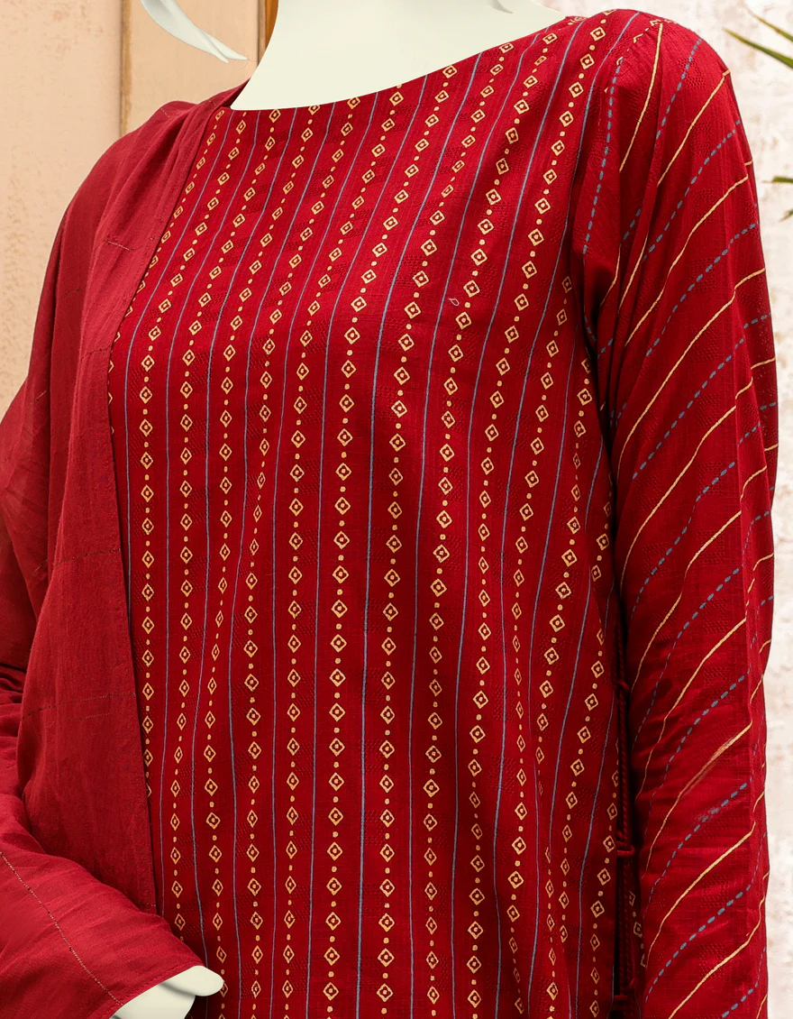 MAROON LAWN 3PC UNSTITCHED | JJLS-S-JPW-US-22-020 FB/ZOELLA - Image 3