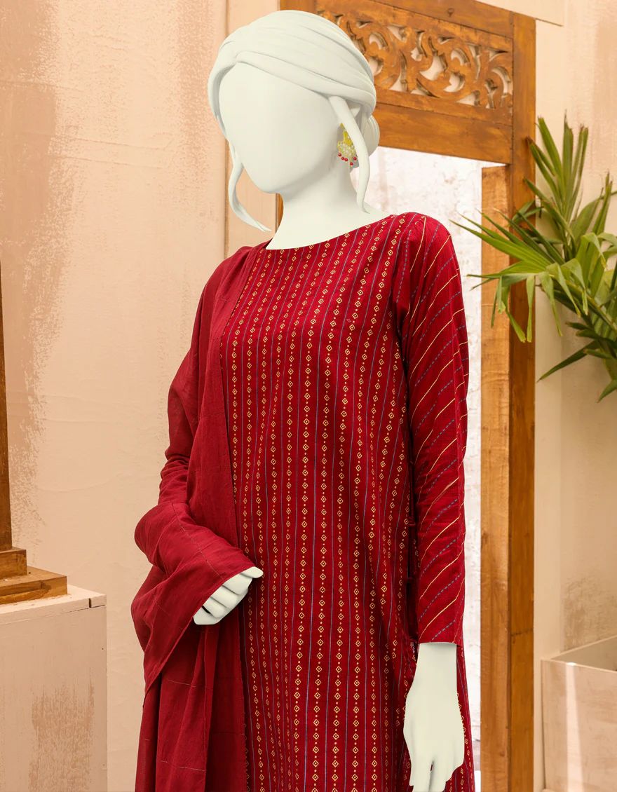 MAROON LAWN 3PC UNSTITCHED | JJLS-S-JPW-US-22-020 FB/ZOELLA - Image 4