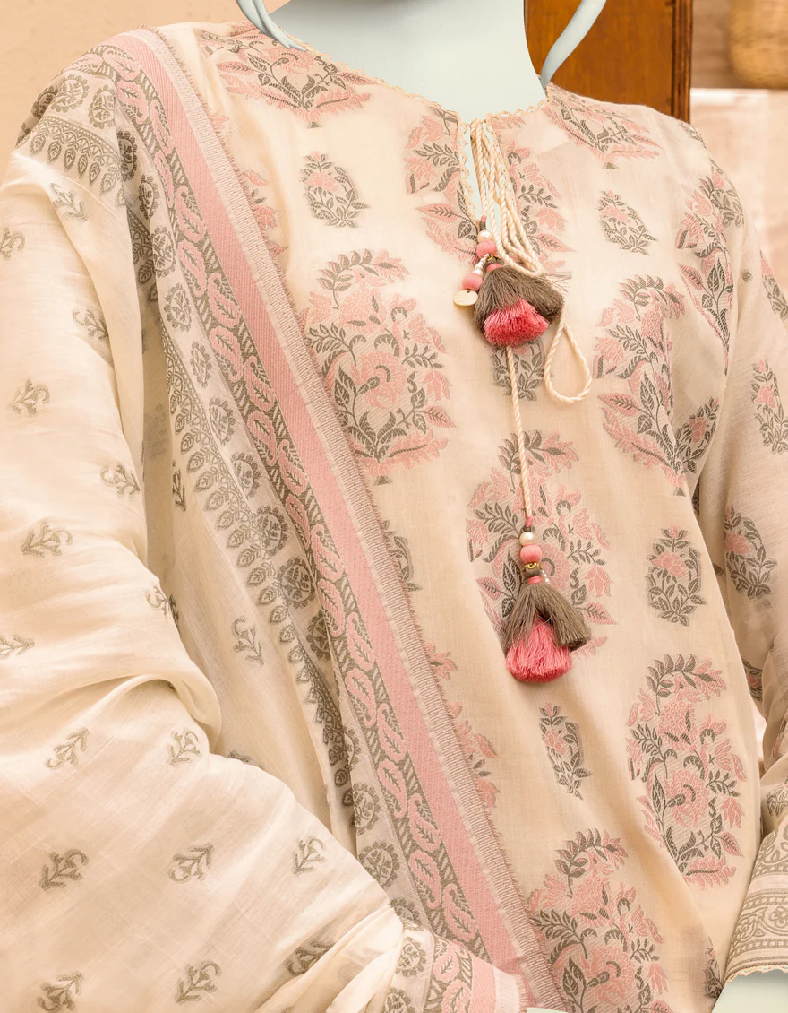OFF WHITE LAWN 3PC UNSTITCHED | JJLS-S-JPW-US-22-022 FB/SAGE - Image 3