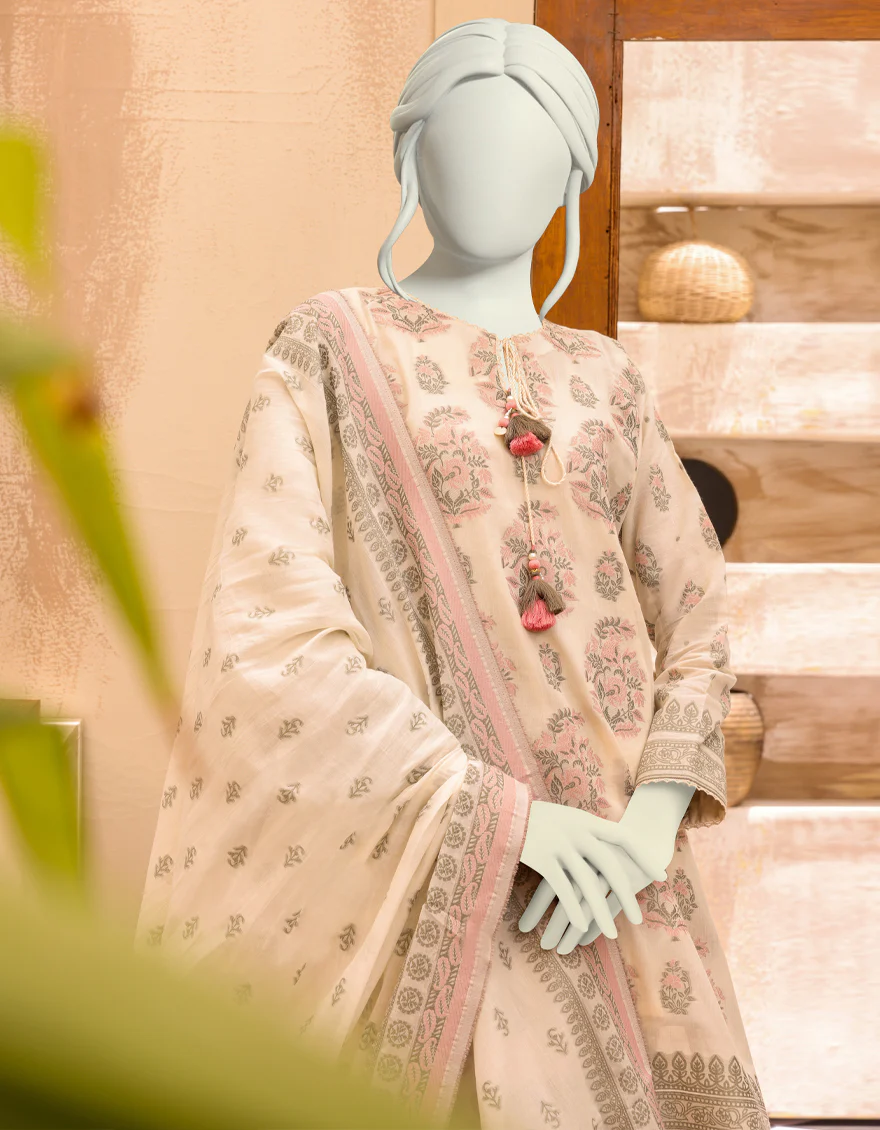 OFF WHITE LAWN 3PC UNSTITCHED | JJLS-S-JPW-US-22-022 FB/SAGE - Image 4