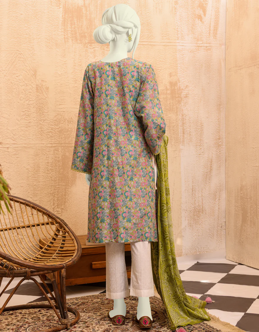 MULTICOLOR LAWN 3PC UNSTITCHED | JJLS-S-JPWU-US-22-026 FB/MOR PANKH - Image 2
