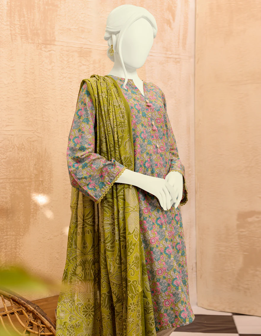 MULTICOLOR LAWN 3PC UNSTITCHED | JJLS-S-JPWU-US-22-026 FB/MOR PANKH - Image 4