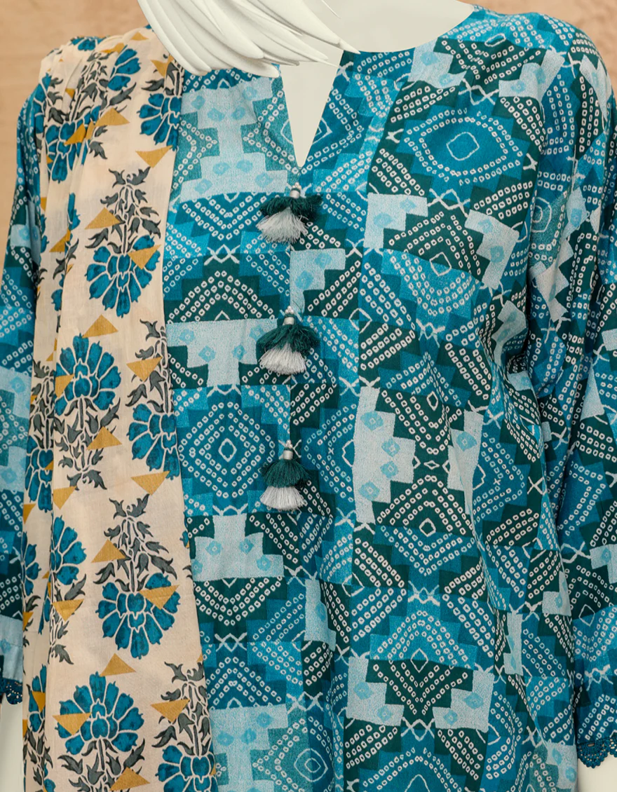 TEAL BLUE LAWN 3PC UNSTITCHED | JJLS-S-JPWU-US-22-027 FB/RILLY - Image 3
