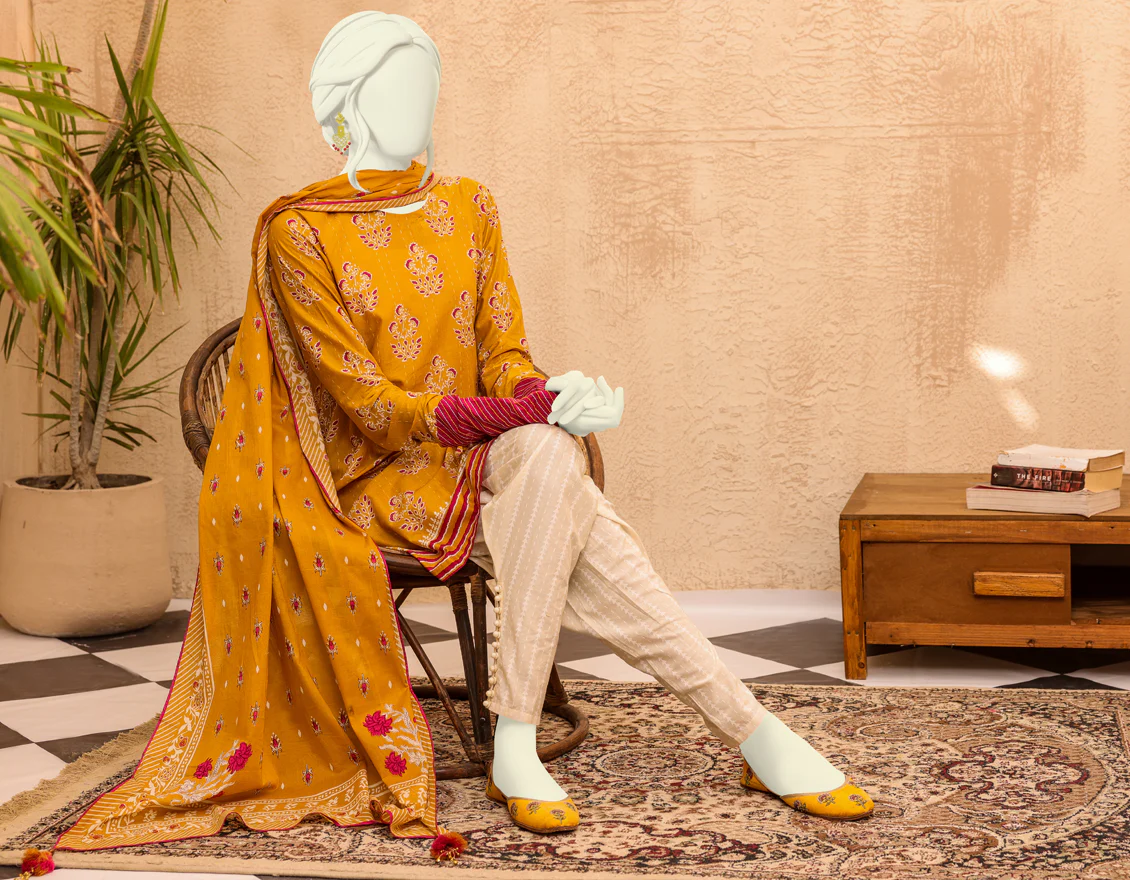 MUSTARD LAWN 3PC UNSTITCHED | JJLS-S-JPWU-US-22-031 FB/ROZO - Image 4