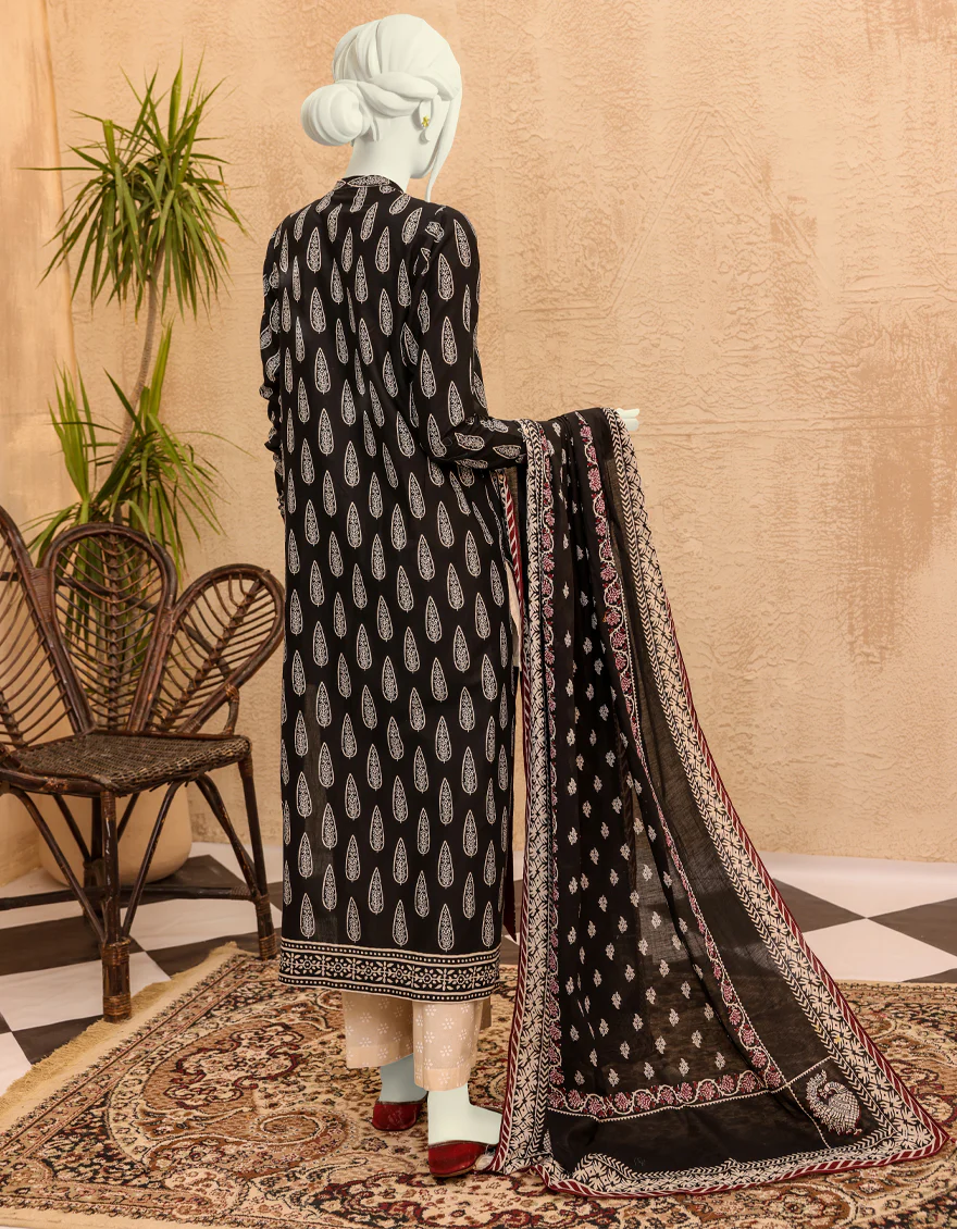 RED & BLACK LAWN 3PC UNSTITCHED | JJLS-S-JPWU-US-22-032 FB/MOR - Image 2