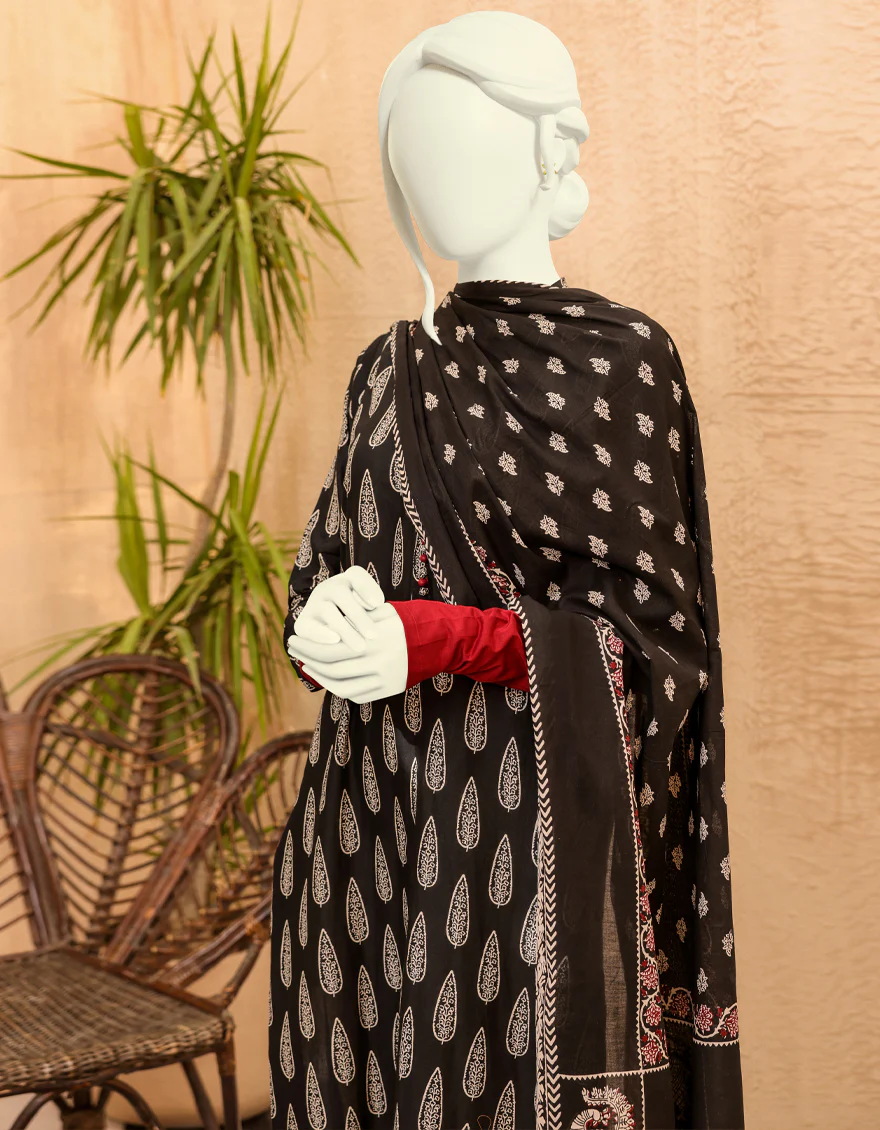 RED & BLACK LAWN 3PC UNSTITCHED | JJLS-S-JPWU-US-22-032 FB/MOR - Image 3