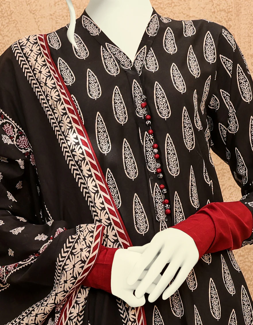 RED & BLACK LAWN 3PC UNSTITCHED | JJLS-S-JPWU-US-22-032 FB/MOR - Image 4